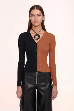 Best Sellers|Knits<STAUD CARGO SWEATER TAN BLACK TANBLACK