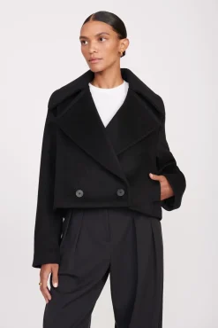 Best Sellers<STAUD CARVER CROPPED COAT BLACK