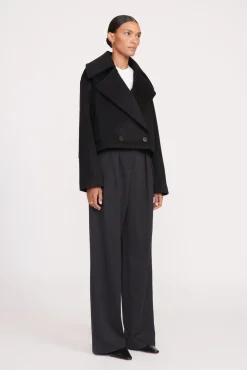 Best Sellers<STAUD CARVER CROPPED COAT   BLACK