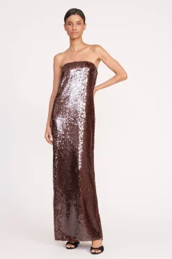 Dresses<STAUD CASEY DRESS BRONZE
