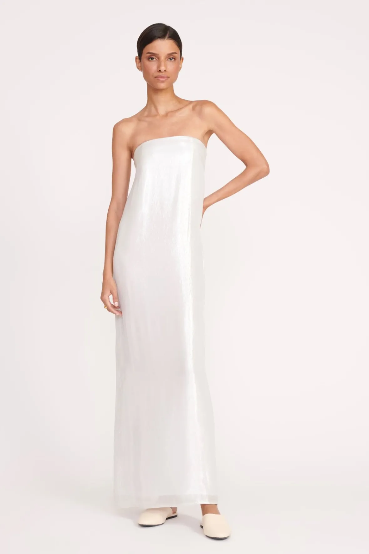 Dresses<STAUD CASEY DRESS SILVER
