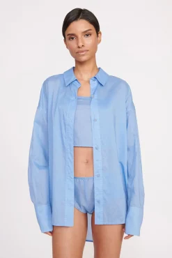 Tops<STAUD CHAMOMILE SHIRT AZURE