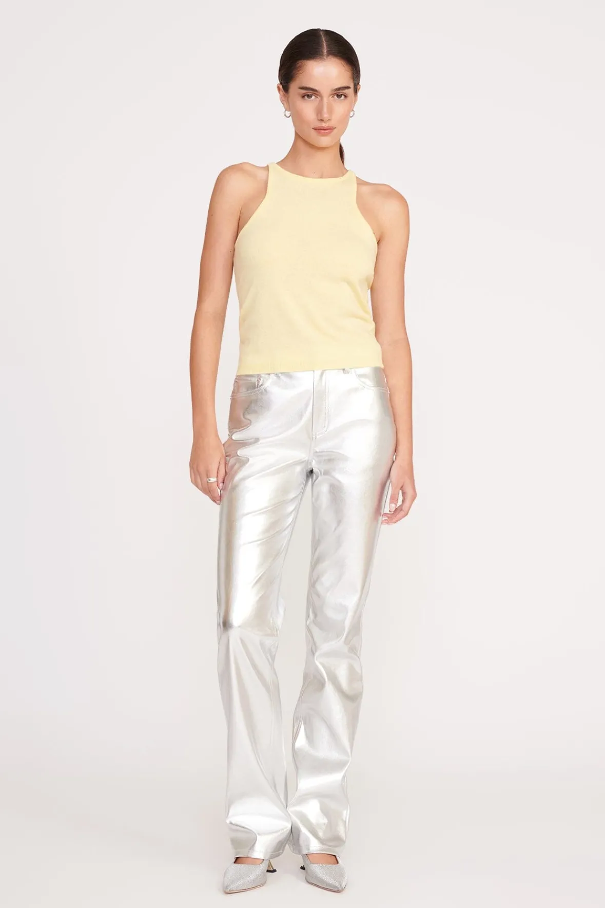 Best Sellers|Pants & Shorts<STAUD CHISEL PANT SILVER