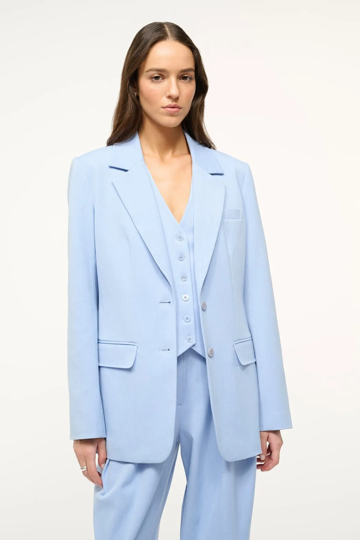 Outerwear & Jackets|Spring Suiting<STAUD CITY BLAZER PERIWINKLE