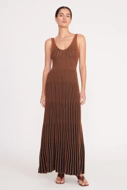 Dresses<STAUD CLARETTA DRESS TAN BLACK TANBLACK