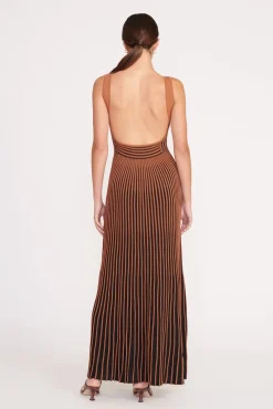 Dresses<STAUD CLARETTA DRESS  TAN BLACK TANBLACK
