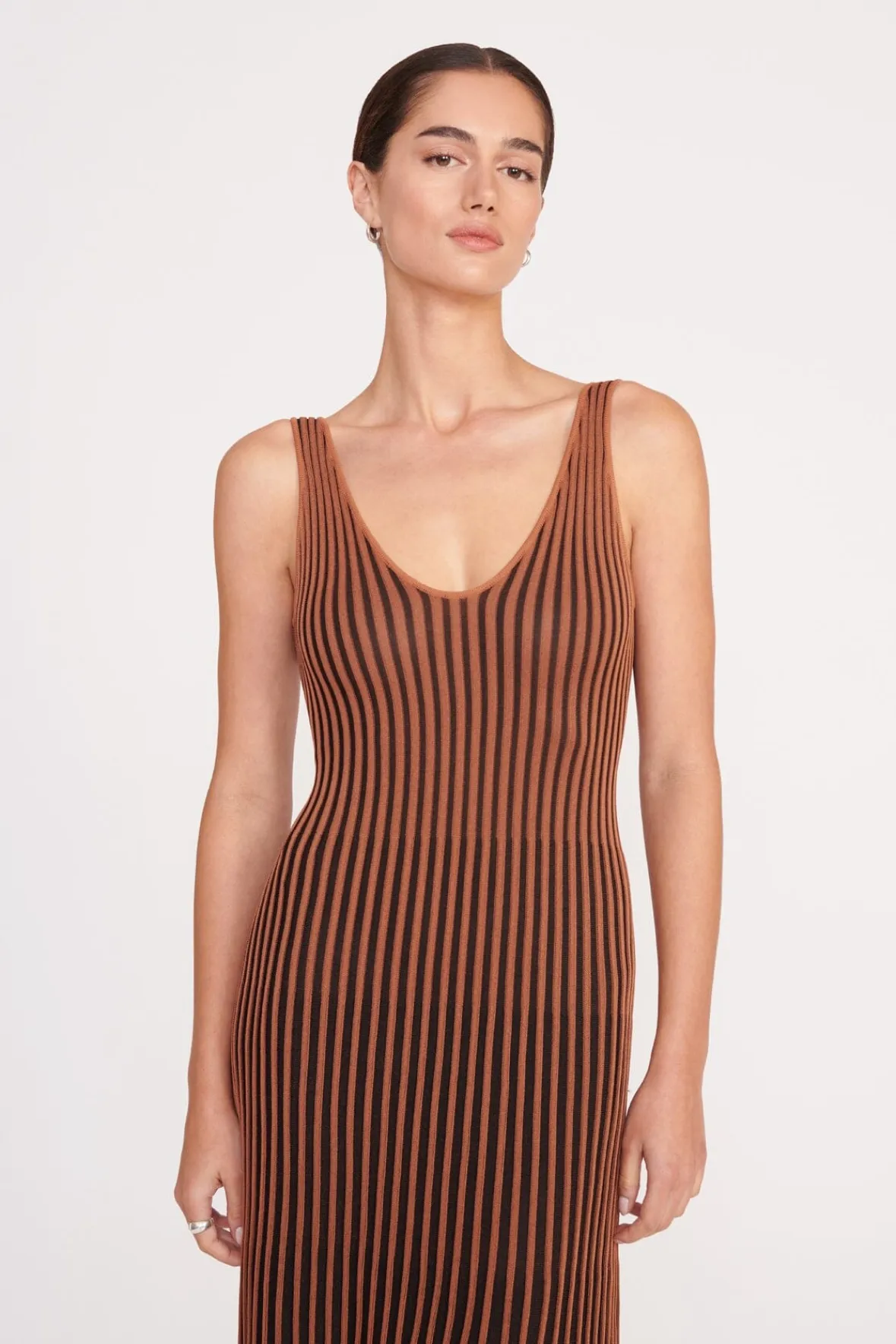 Dresses<STAUD CLARETTA DRESS TAN BLACK TANBLACK