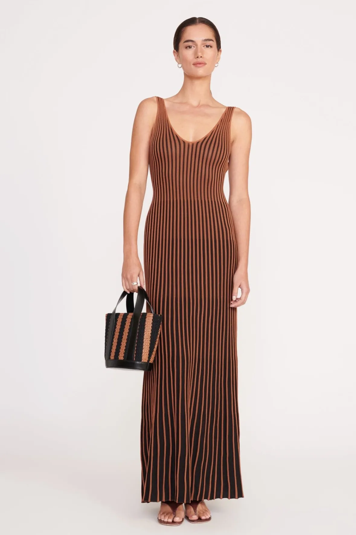 Dresses<STAUD CLARETTA DRESS TAN BLACK TANBLACK