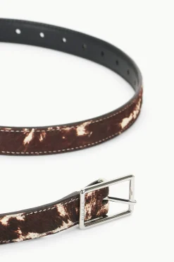Belts|STAUD + Wrangler<STAUD CLASSIC WAIST BELT  BROWN & TAN HAIRCALF BROWN&TANHAIRCALF