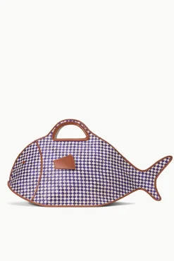 Totes<STAUD CLEO FISH BASKET TOTE  COCONUT CHECK COCONUTCHECK