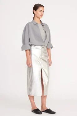 Best Sellers|Tops<STAUD COLTON SHIRT HEATHER GREY SUITING HEATHERGREY
