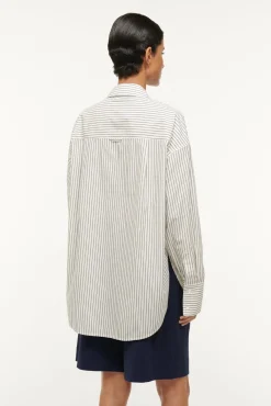 Spring Suiting|Poplin Shop<STAUD COLTON SHIRT IVORY MICRO STRIPE IVORYMICROSTRIPE