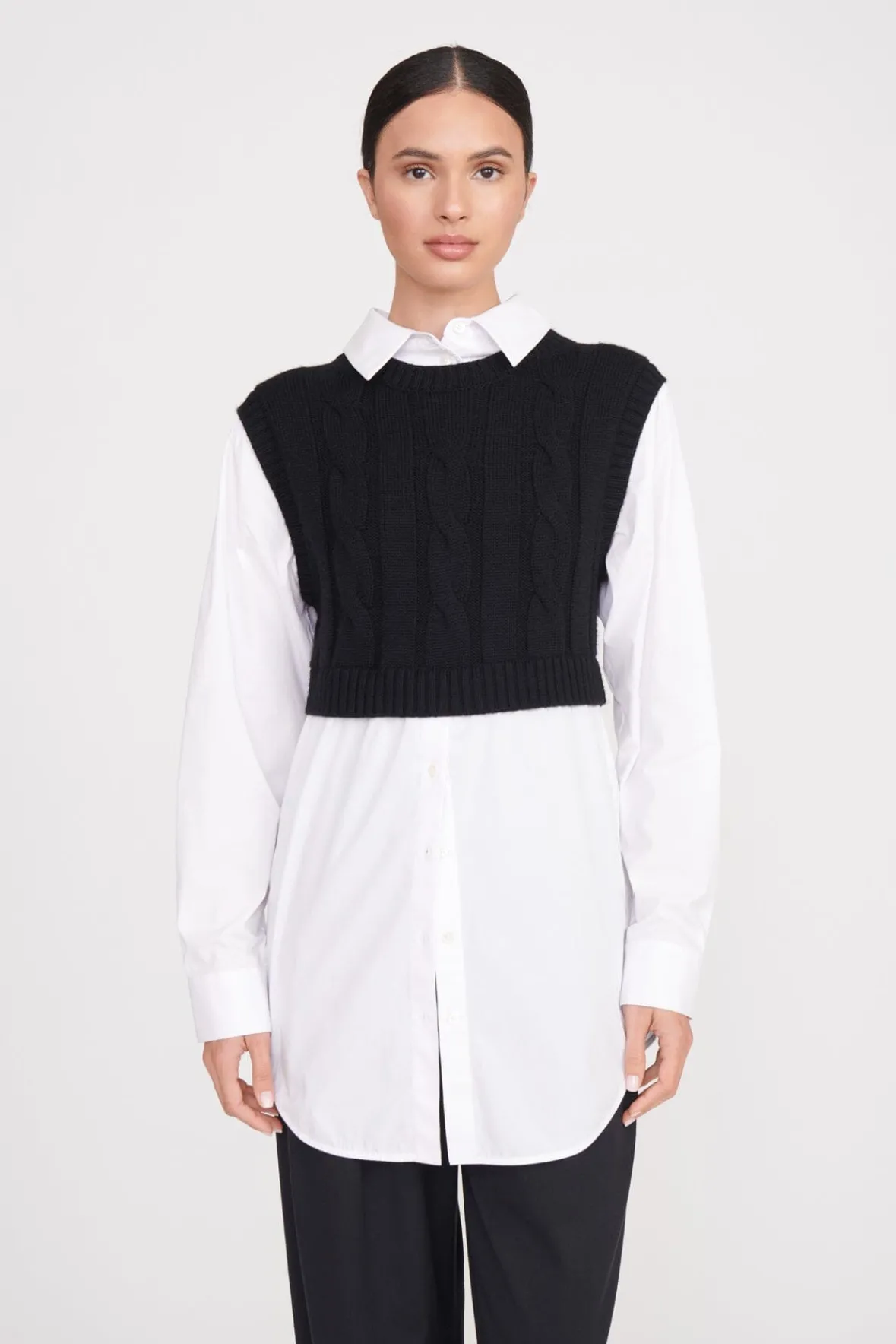 Tops<STAUD COOPER TOP BLACK WHITE BLACKWHITE