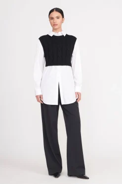 Tops<STAUD COOPER TOP  BLACK WHITE BLACKWHITE