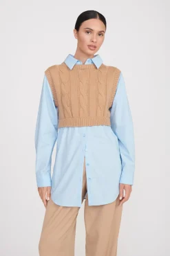 Tops<STAUD COOPER TOP CAMEL FRENCH BLUE CAMELFRENCHBLUE