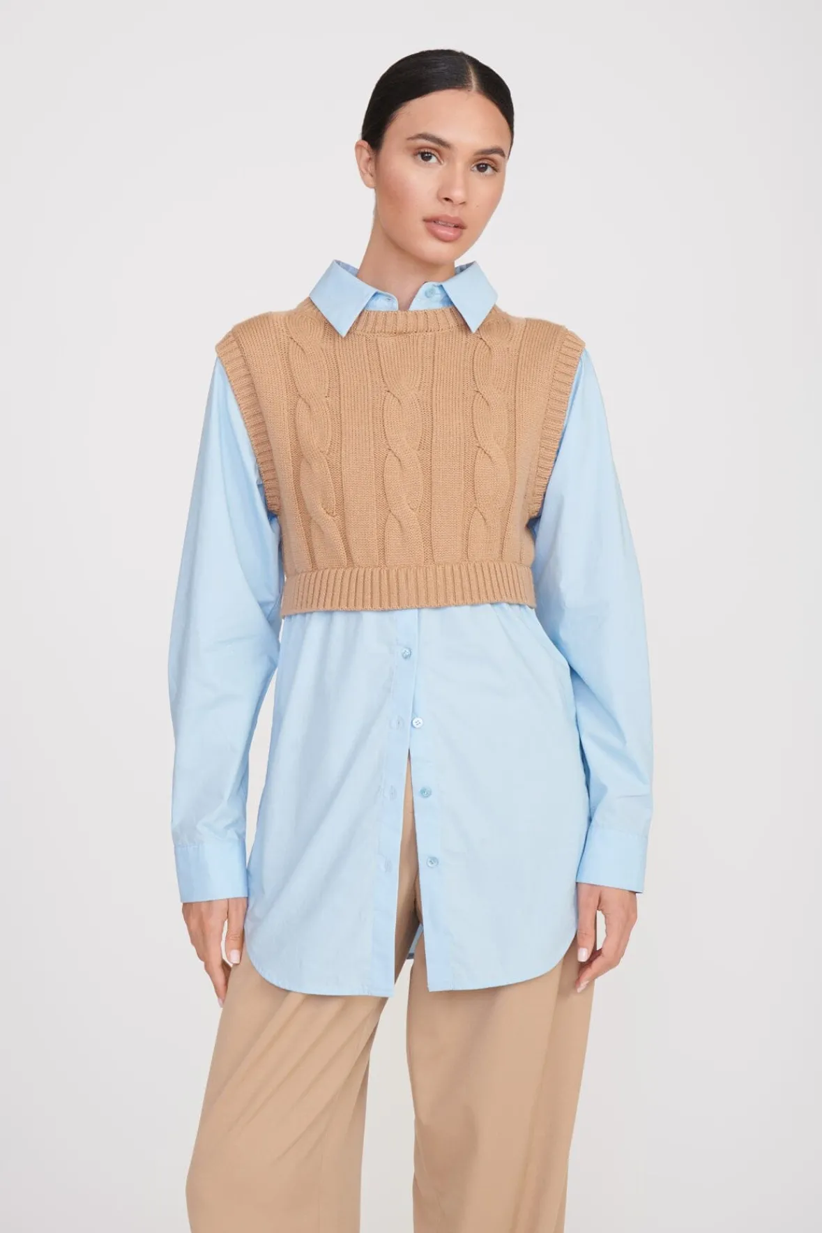 Tops<STAUD COOPER TOP CAMEL FRENCH BLUE CAMELFRENCHBLUE