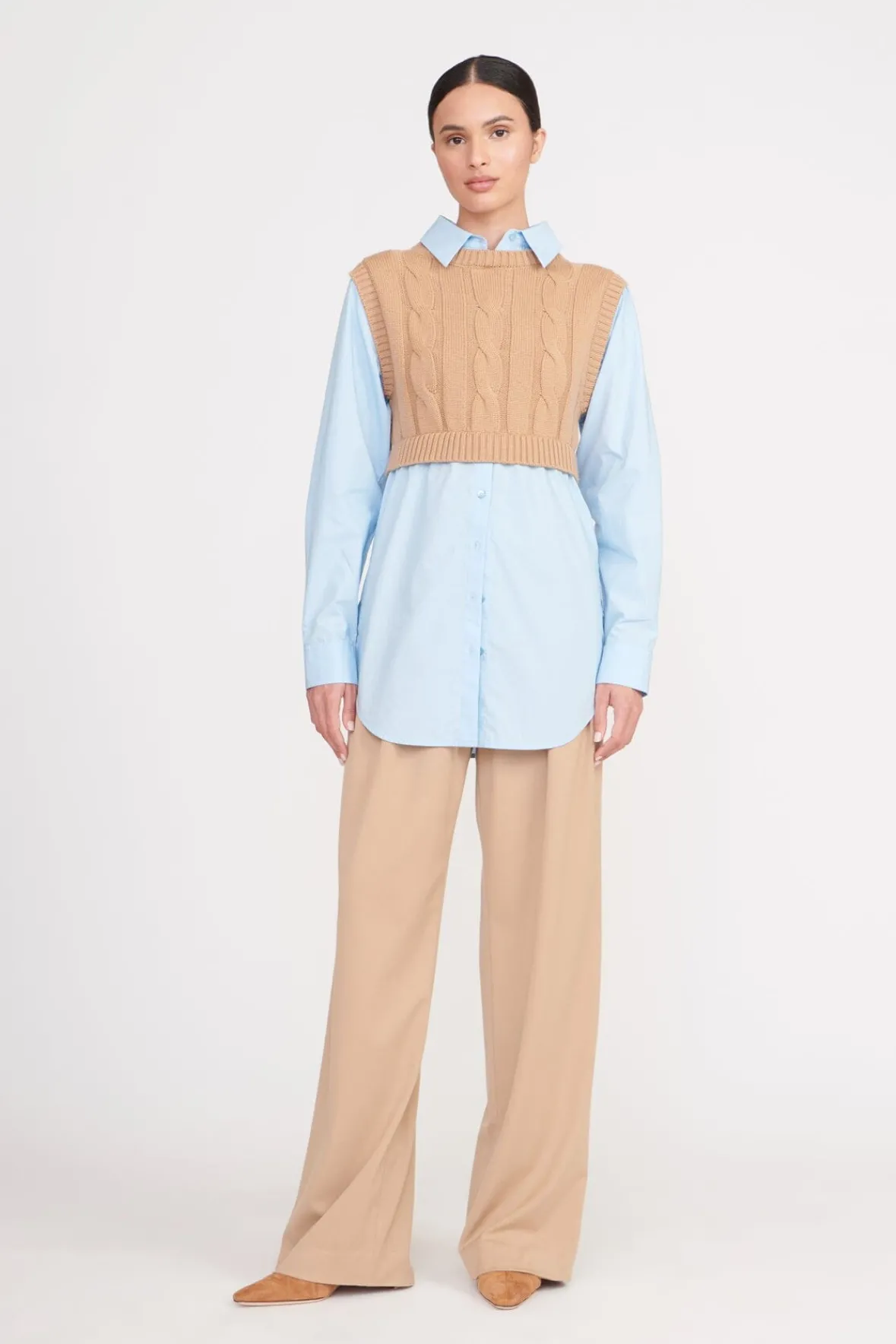 Tops<STAUD COOPER TOP CAMEL FRENCH BLUE CAMELFRENCHBLUE