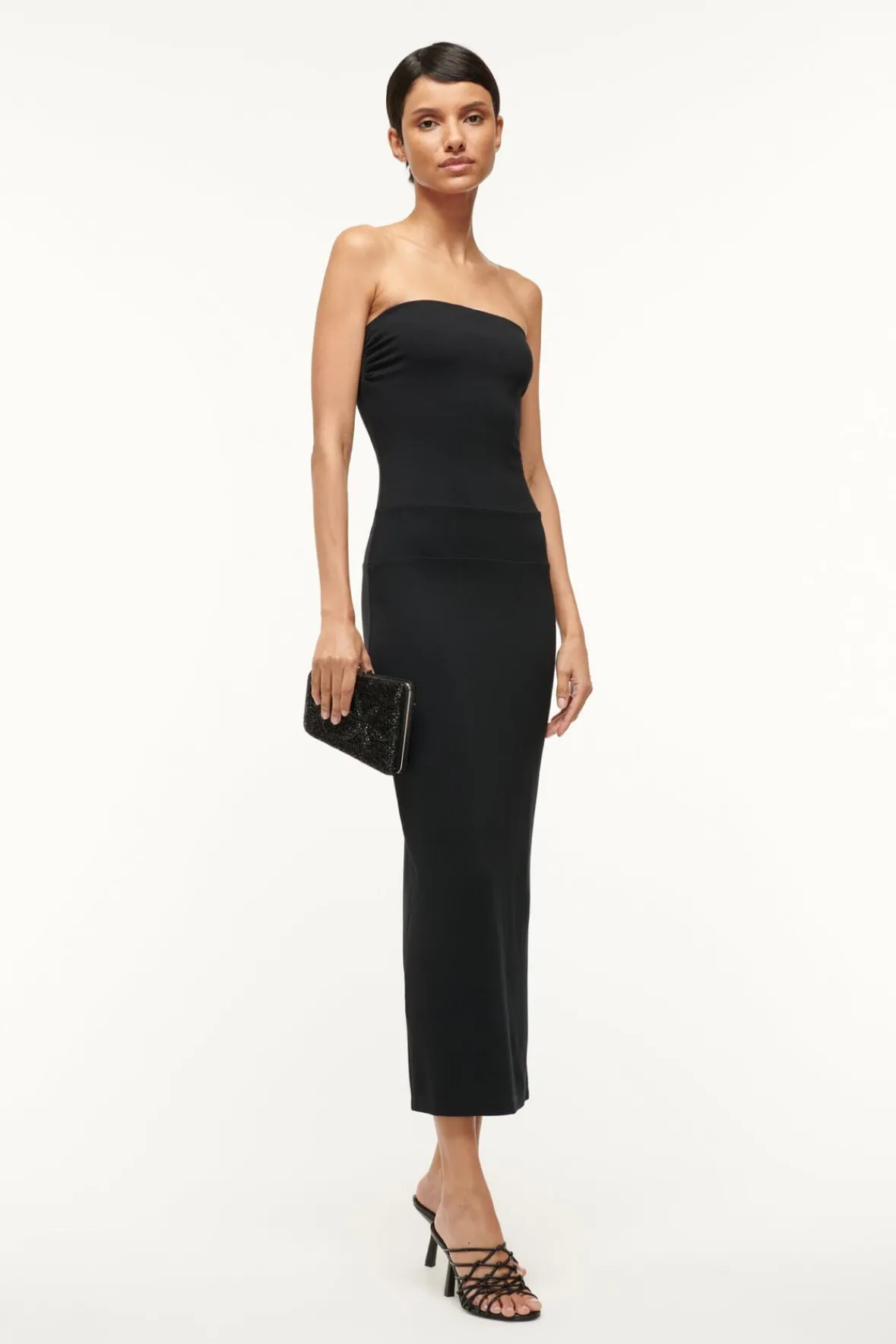 Dresses<STAUD CORTONA DRESS BLACK