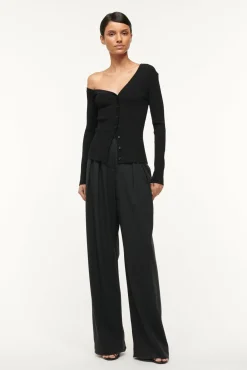 Knits|Tops<STAUD CRAFTSMAN SWEATER   BLACK