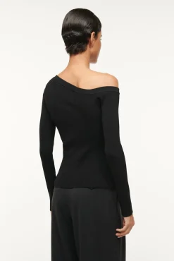 Knits|Tops<STAUD CRAFTSMAN SWEATER   BLACK