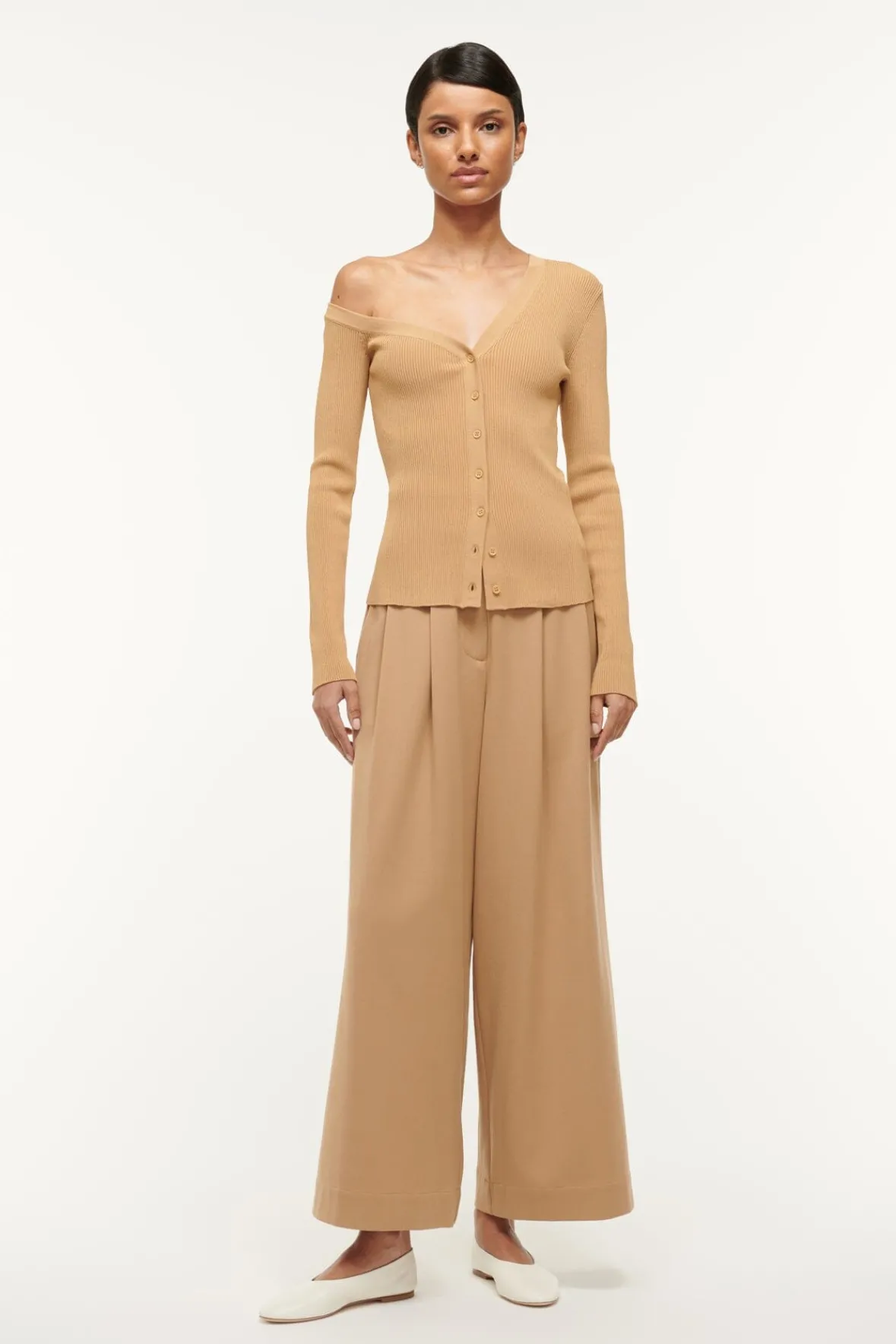 Knits|Tops<STAUD CRAFTSMAN SWEATER CAMEL