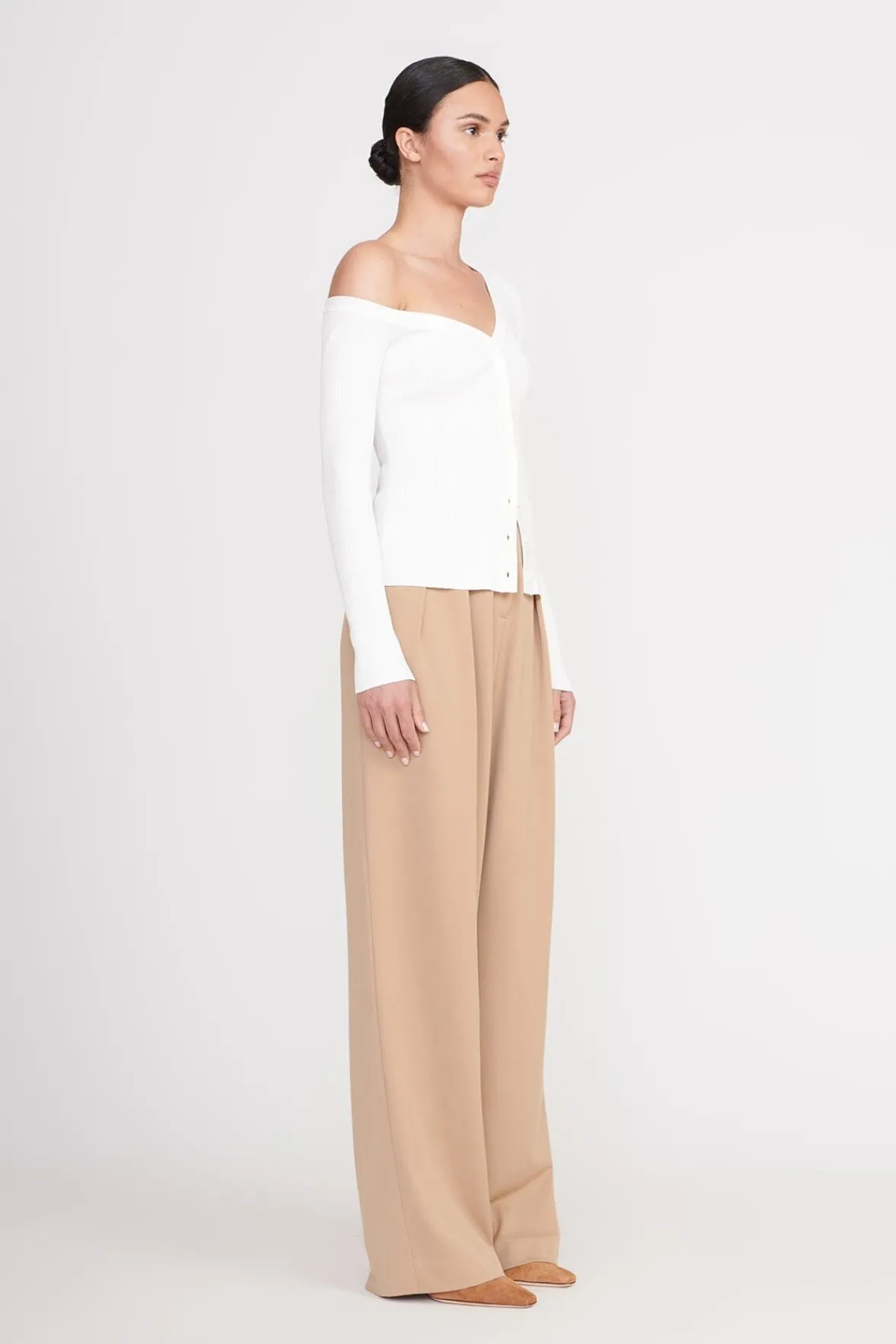 Knits|Tops<STAUD CRAFTSMAN SWEATER IVORY