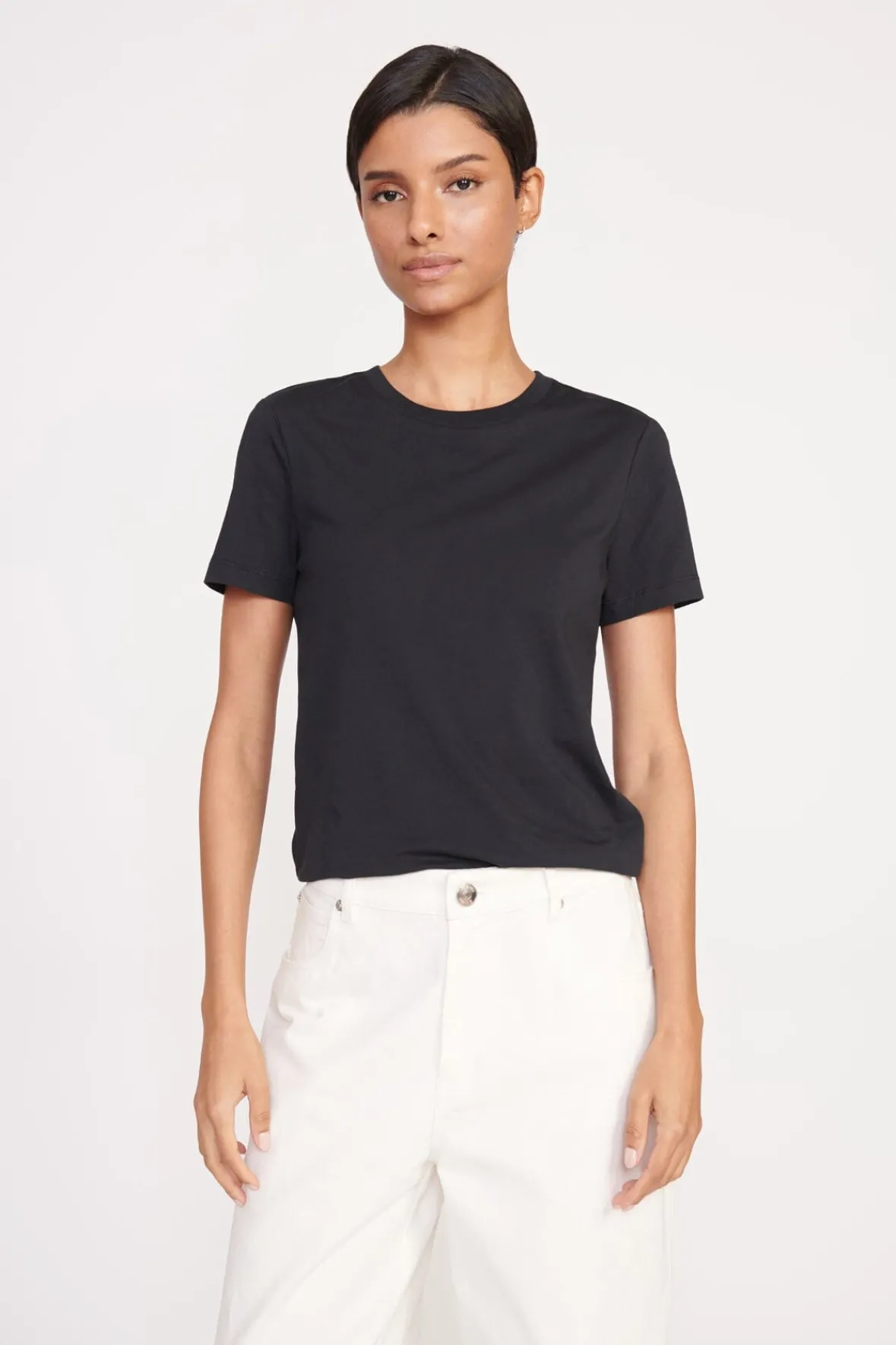 Essentials|Tops<STAUD CREW NECK T SHIRT BLACK