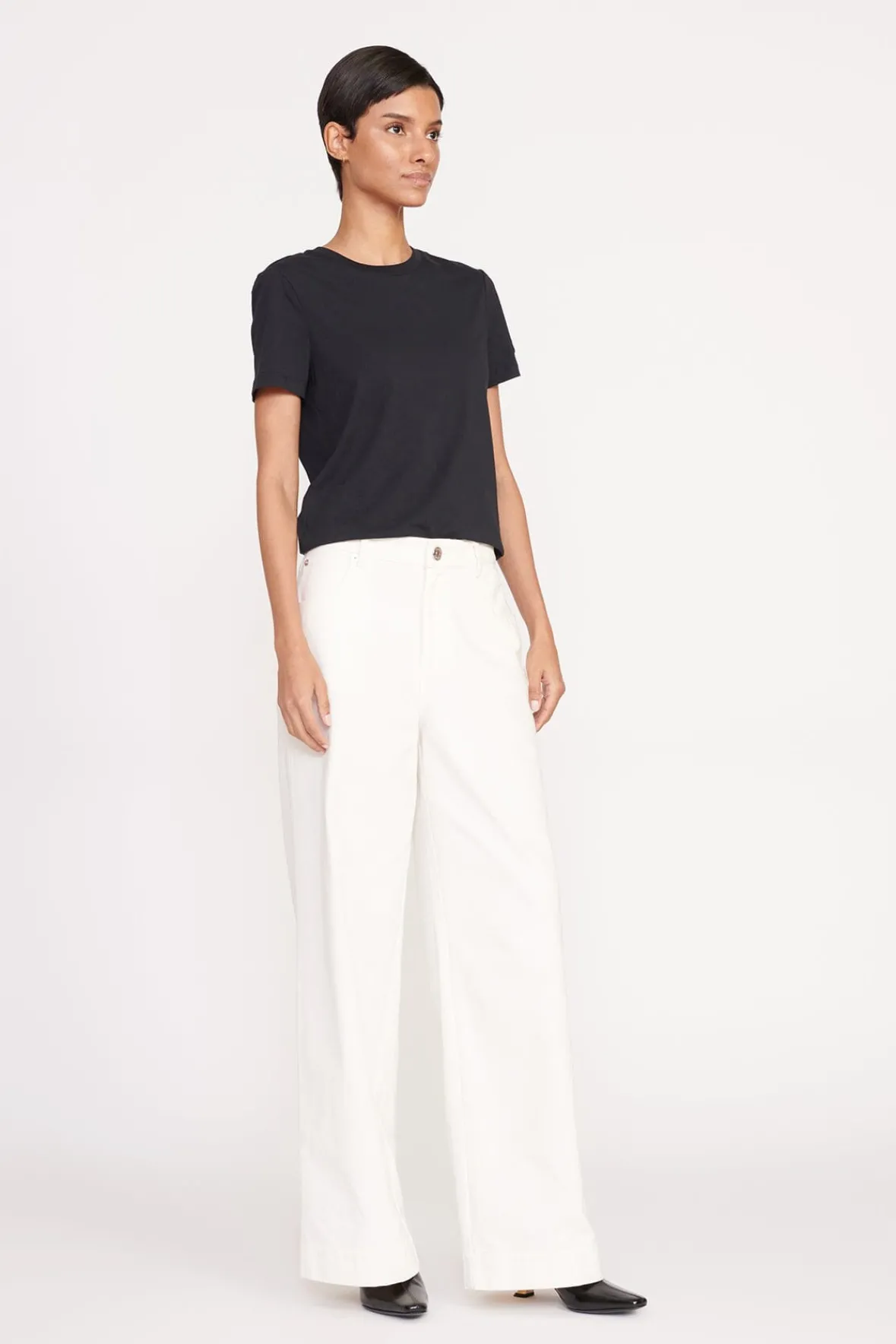 Essentials|Tops<STAUD CREW NECK T SHIRT BLACK