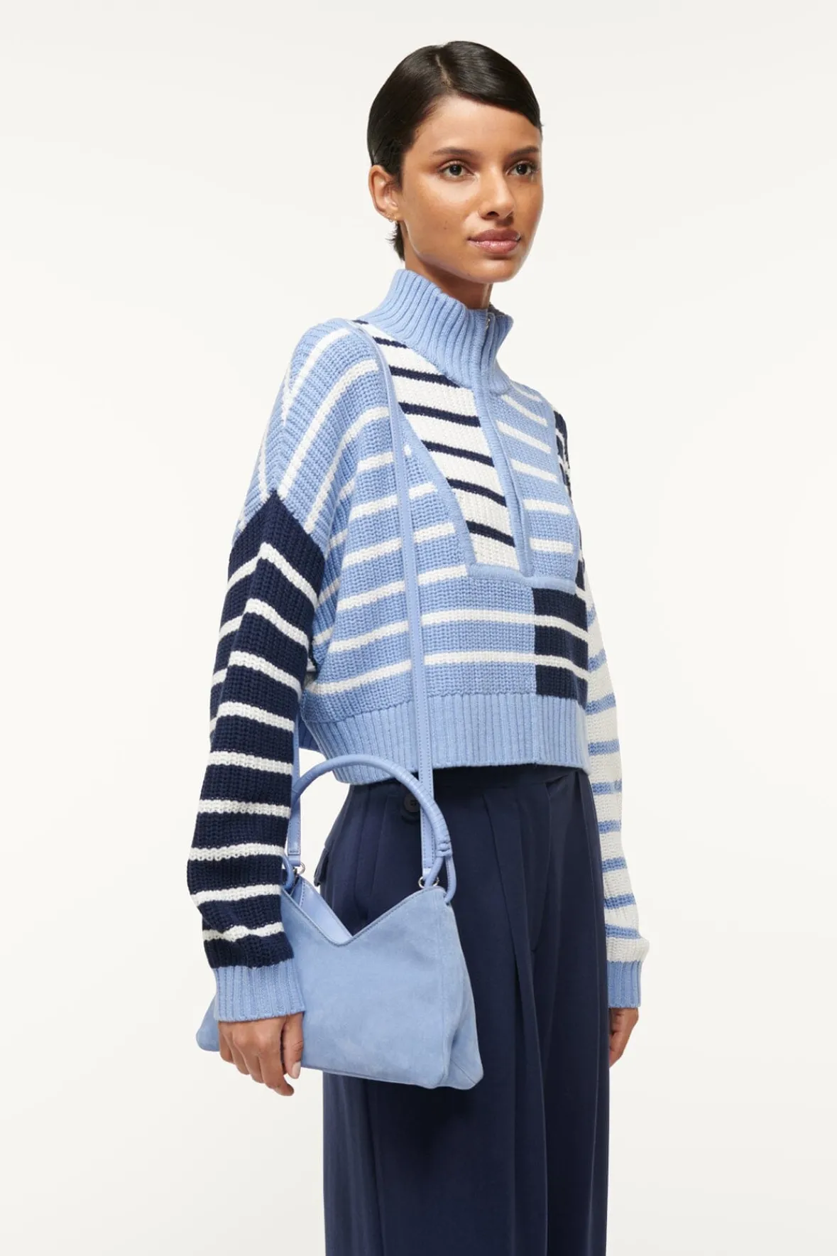 Knits<STAUD CROPPED HAMPTON SWEATER ADRIATIC STRIPE ADRIATICSTRIPE