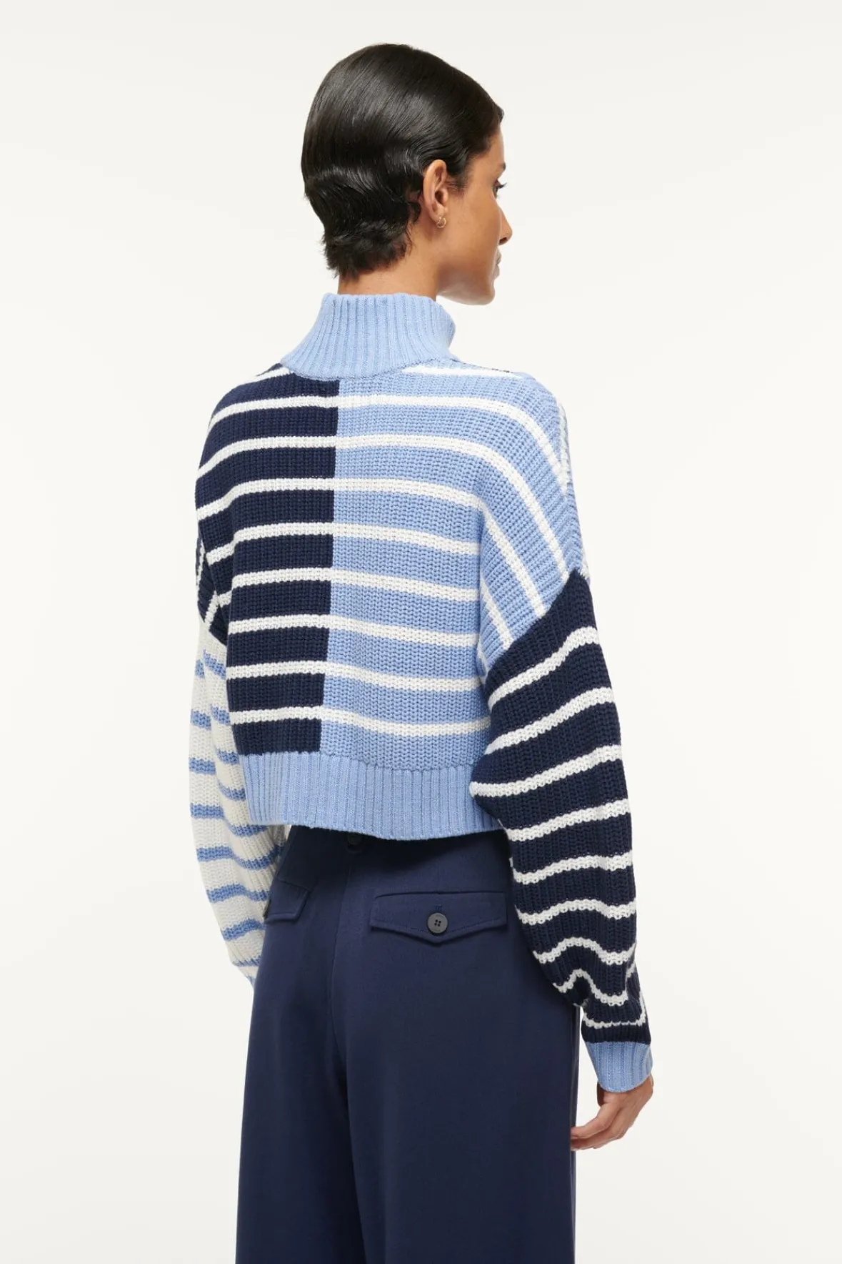 Knits<STAUD CROPPED HAMPTON SWEATER ADRIATIC STRIPE ADRIATICSTRIPE