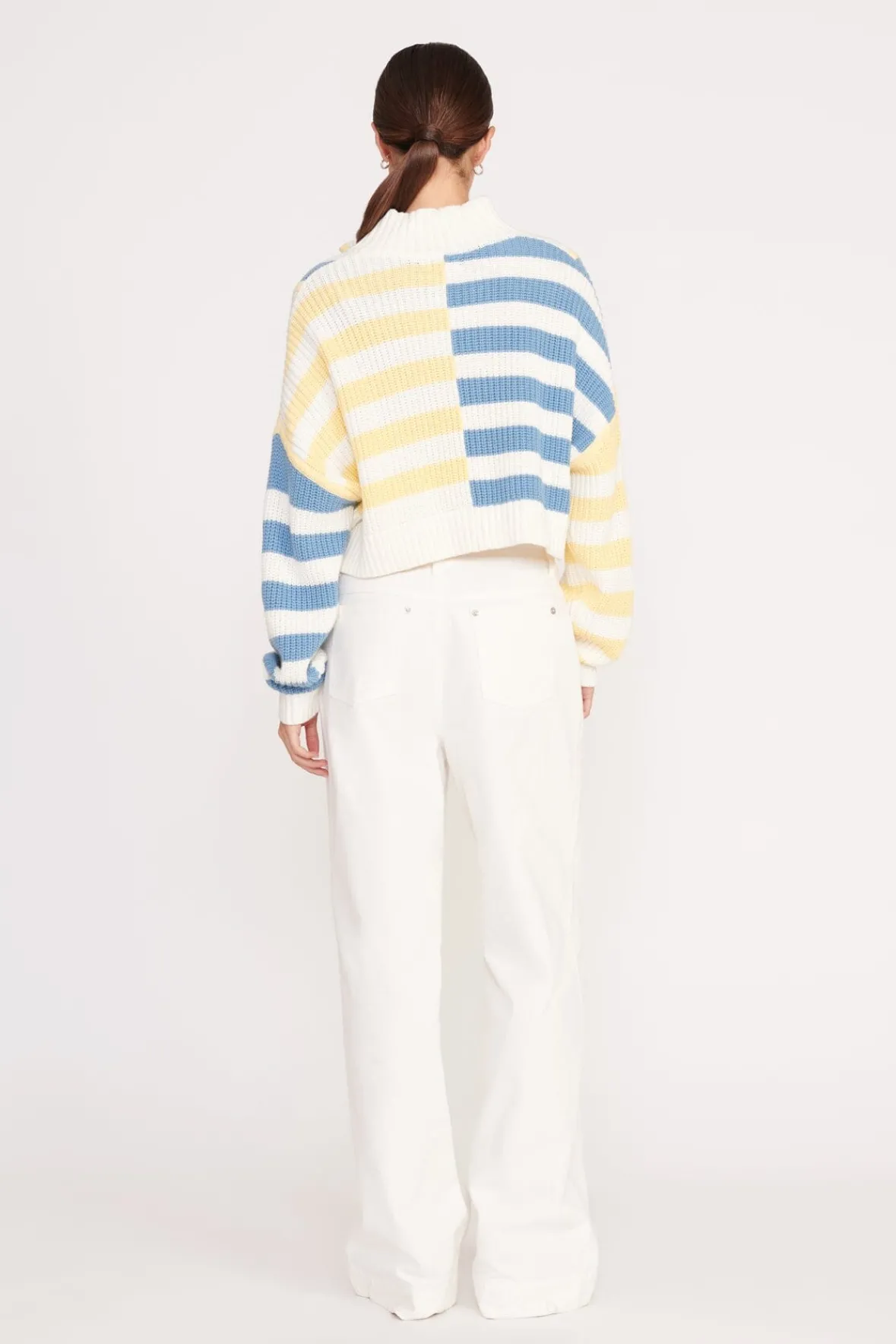 Knits<STAUD CROPPED HAMPTON SWEATER BUTTERCUP SEASHORE STRIPE BUTTERCUPSEASHORESTRIPE