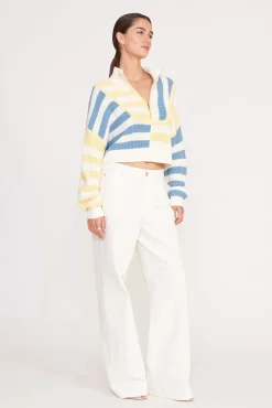 Knits<STAUD CROPPED HAMPTON SWEATER BUTTERCUP SEASHORE STRIPE BUTTERCUPSEASHORESTRIPE