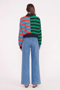 Best Sellers|Knits<STAUD CROPPED HAMPTON SWEATER CABANA STRIPE MULTI CABANASTRIPEMULTI