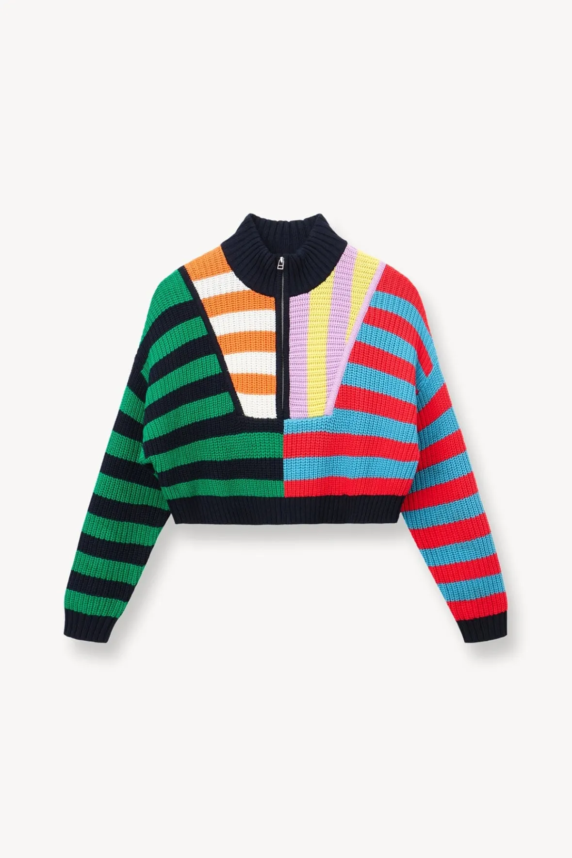 Best Sellers|Knits<STAUD CROPPED HAMPTON SWEATER CABANA STRIPE MULTI CABANASTRIPEMULTI