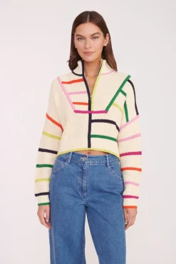 Knits<STAUD CROPPED HAMPTON SWEATER CREAM RAINBOW MULTI CREAMRAINBOWMULTI