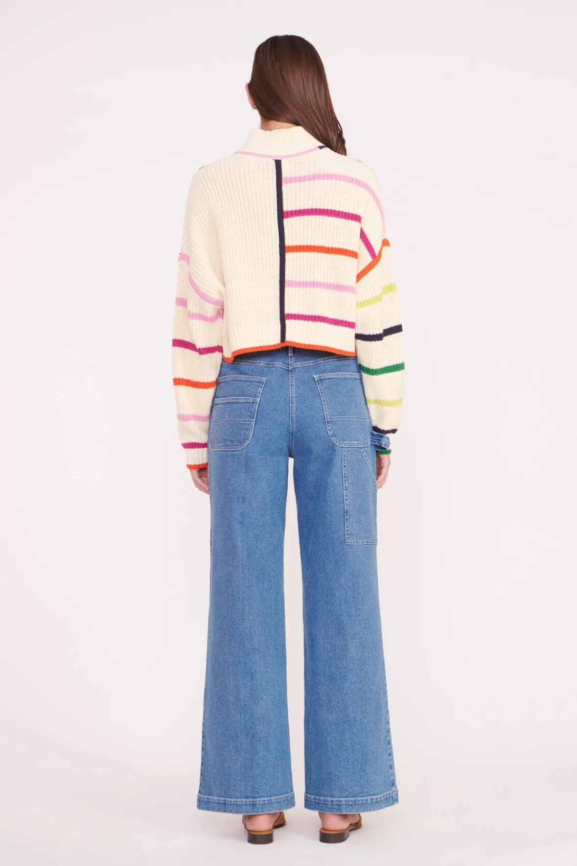 Knits<STAUD CROPPED HAMPTON SWEATER CREAM RAINBOW MULTI CREAMRAINBOWMULTI