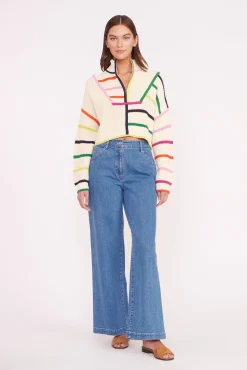Knits<STAUD CROPPED HAMPTON SWEATER CREAM RAINBOW MULTI CREAMRAINBOWMULTI