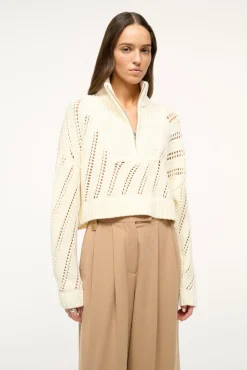 Knits<STAUD CROPPED HAMPTON SWEATER IVORY