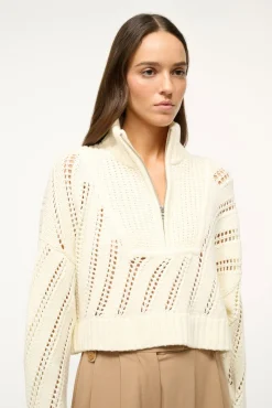 Knits<STAUD CROPPED HAMPTON SWEATER IVORY