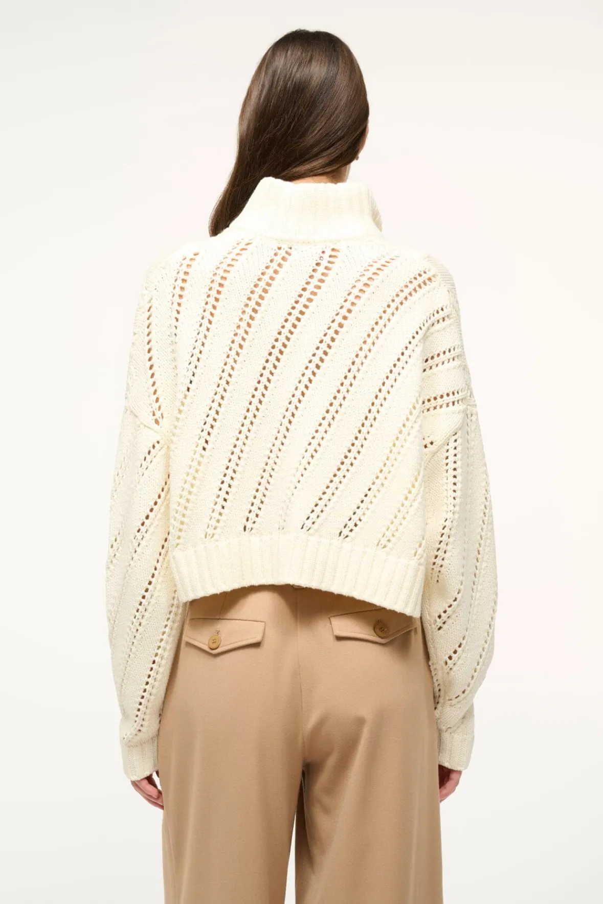 Knits<STAUD CROPPED HAMPTON SWEATER IVORY