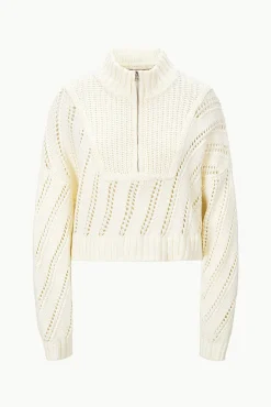 Knits<STAUD CROPPED HAMPTON SWEATER IVORY