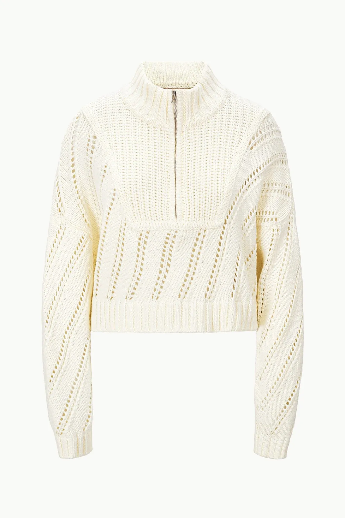 Knits<STAUD CROPPED HAMPTON SWEATER IVORY