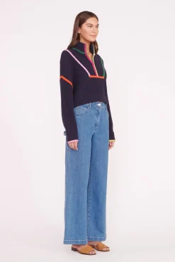 Best Sellers|Knits<STAUD CROPPED HAMPTON SWEATER  NAVY MULTI NAVYMULTI
