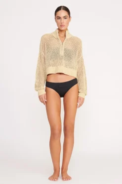Cover-Ups|Knits<STAUD CROPPED HAMPTON SWEATER   NATURAL
