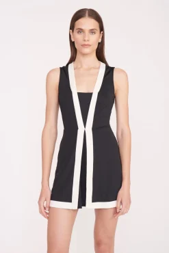 STAUD Court|Dresses<STAUD CROSS-COURT DRESS BLACK IVORY BLACKIVORY