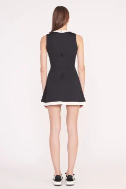 STAUD Court|Dresses<STAUD CROSS-COURT DRESS BLACK IVORY BLACKIVORY