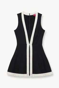 STAUD Court|Dresses<STAUD CROSS-COURT DRESS BLACK IVORY BLACKIVORY