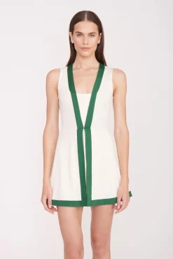 STAUD Court|Dresses<STAUD CROSS-COURT DRESS  IVORY COURT GREEN IVORYCOURTGREEN