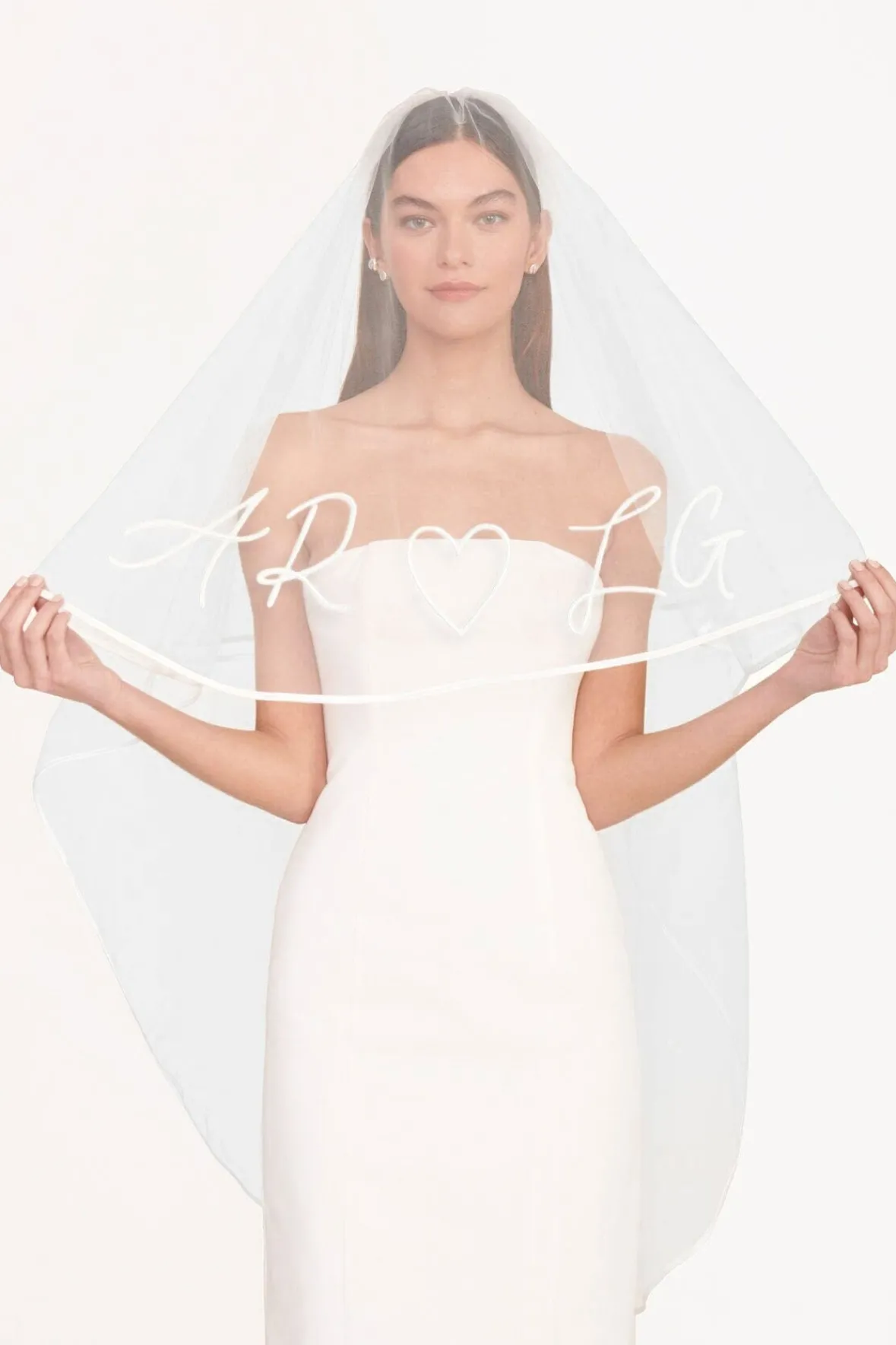 STAUD Bride<STAUD CUSTOM EMBROIDERED INITIALS VEIL