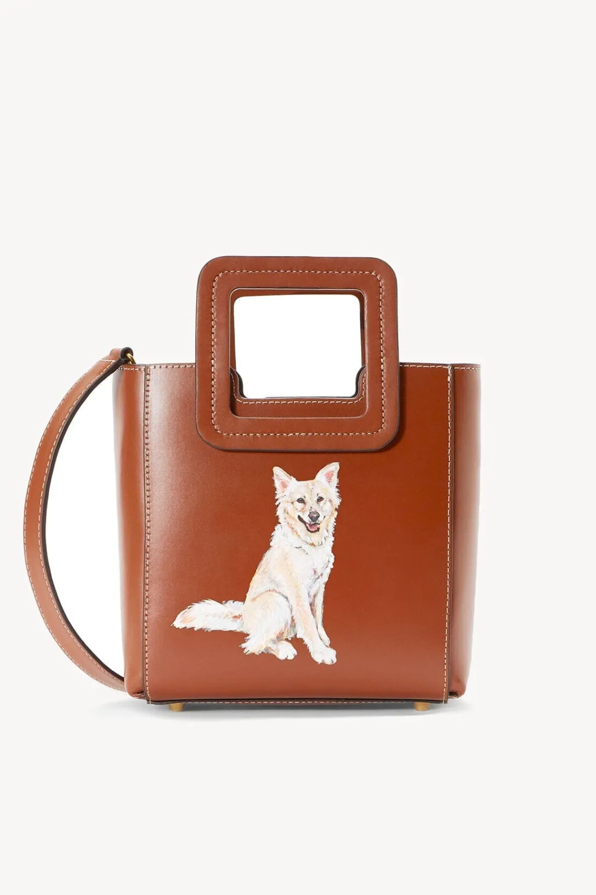 Custom Handbags|Pet Handbags<STAUD CUSTOM MINI SHIRLEY LEATHER BAG TAN